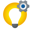 IOT icon of wifi connected lightbulb with settings